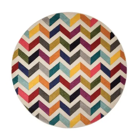 Round Rug Hand-Carved - Multicoloured, Polypropylene
