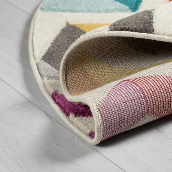Round Rug Hand-Carved - Multicoloured, Polypropylene