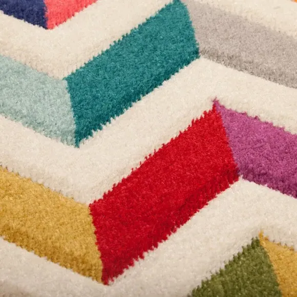 Round Rug Hand-Carved - Multicoloured, Polypropylene