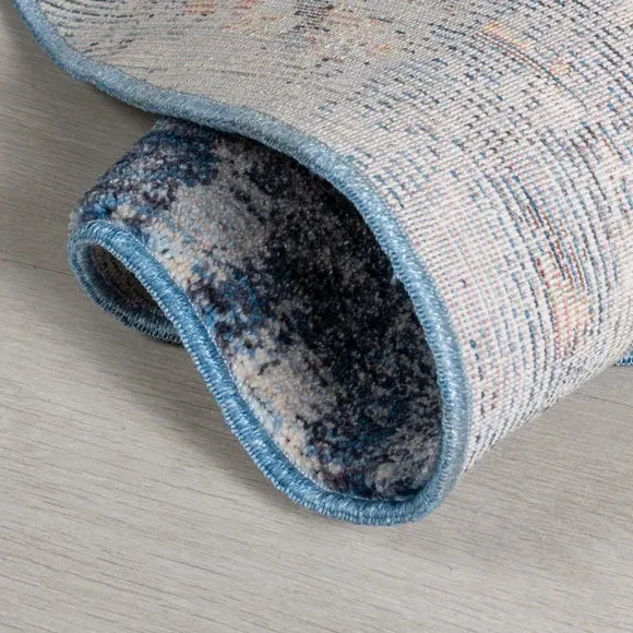 Round Rug Traditional Pattern - Blue, Polyester