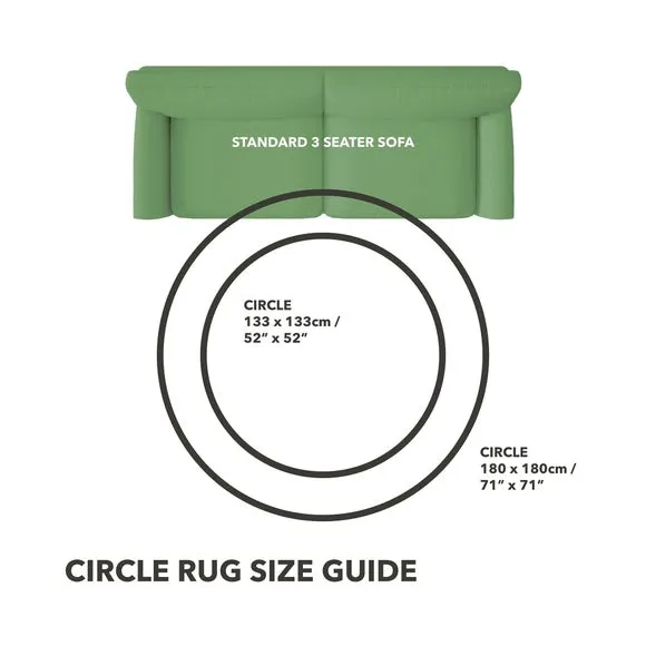 Round Rug Traditional Pattern - Blue, Polyester