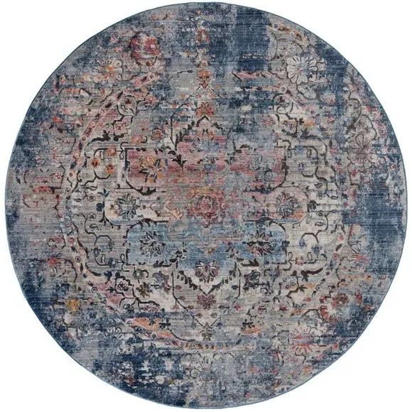 Round Rug Traditional Pattern - Blue, Polyester image