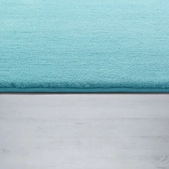 Round Rug with Plush Pile - Aqua, Polyester