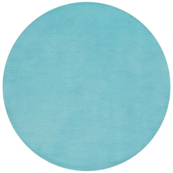 Round Rug with Plush Pile - Aqua, Polyester
