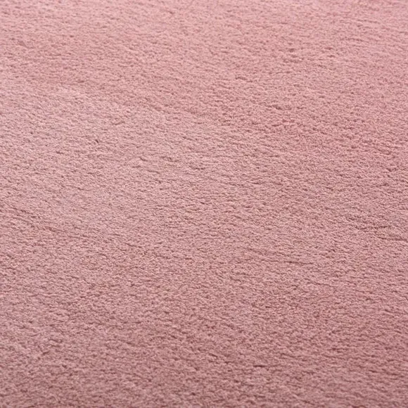 Round Rug with Plush Pile - Pink, Polyester