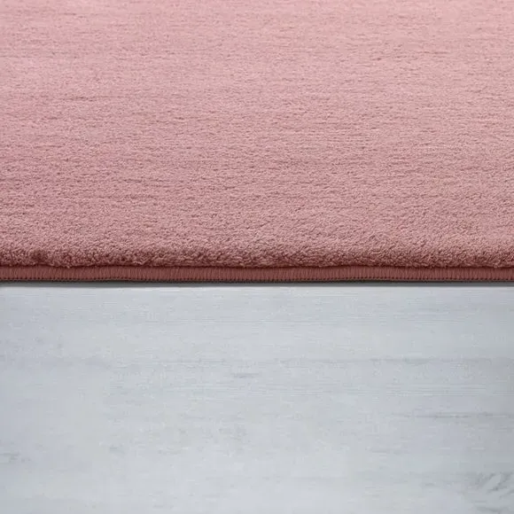 Round Rug with Plush Pile - Pink, Polyester