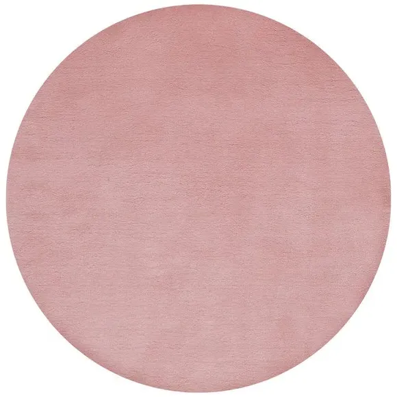 Round Rug with Plush Pile - Pink, Polyester