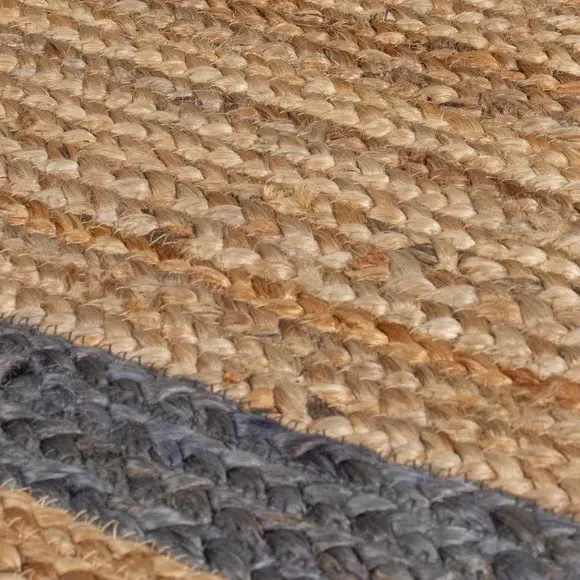 Round Rug with Scallop Edge - Grey, Jute