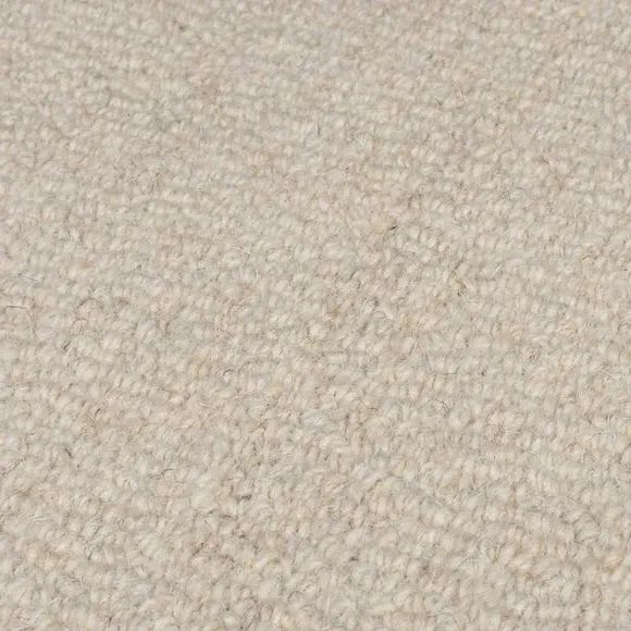 Round Rug with Scalloped Border - Natural, Wool