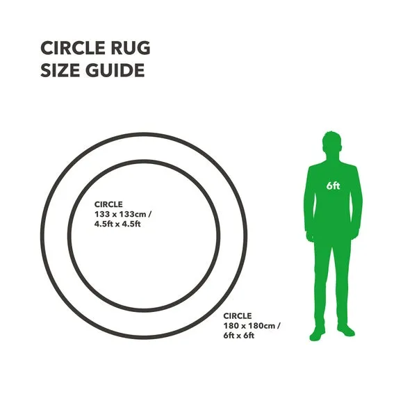 Round Rug with Scalloped Border - Natural, Wool