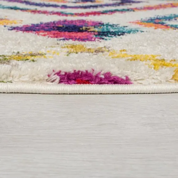 Round Rug with Tassels - Multicolor, Polypropylene