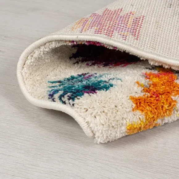 Round Rug with Tassels - Multicolor, Polypropylene