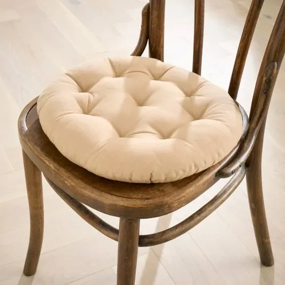 Round Seat Pad Quilted - Natural, Cotton