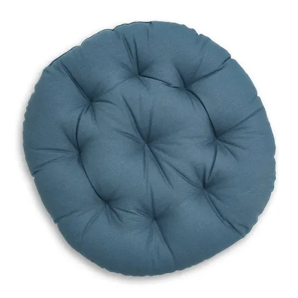 Round Seat Pad Quilted - Pacific Blue, Cotton