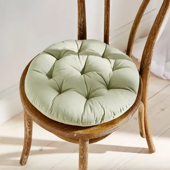 Round Seat Pad Quilted - Sage, Cotton