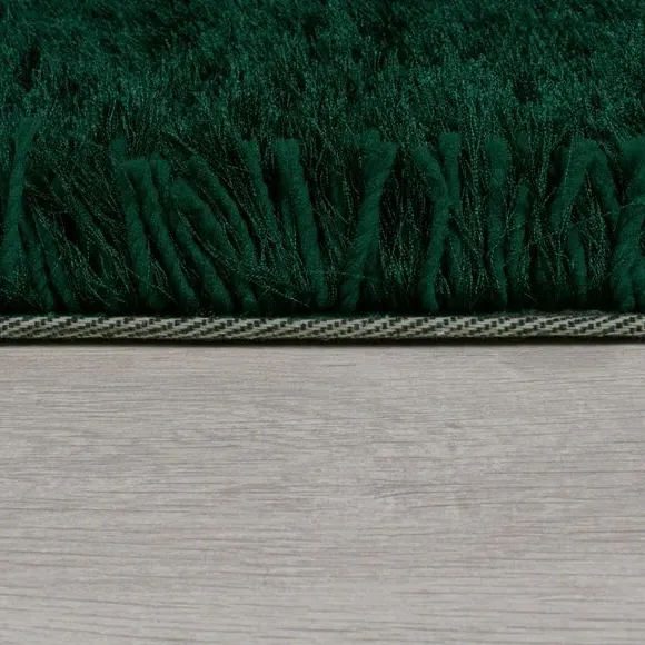 Round Shaggy Rug - Bottle Green, Polyester