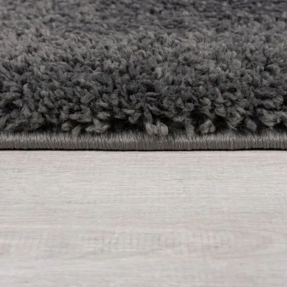 Round Shaggy Rug - Charcoal, Polypropylene