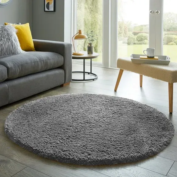 Round Shaggy Rug - Charcoal, Polypropylene image
