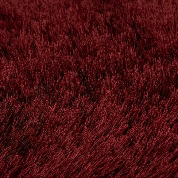 Round Shaggy Rug - Dark Red, Polyester