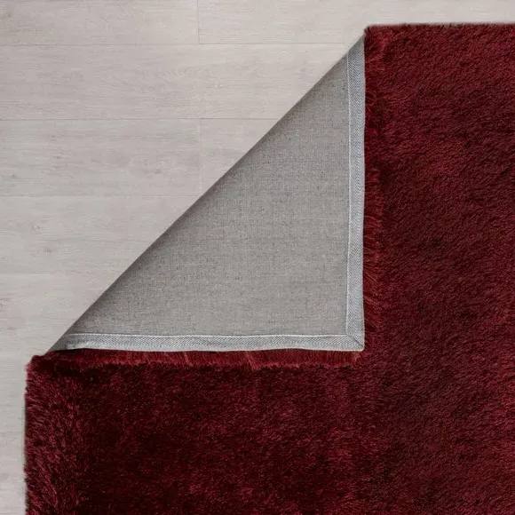 Round Shaggy Rug - Dark Red, Polyester