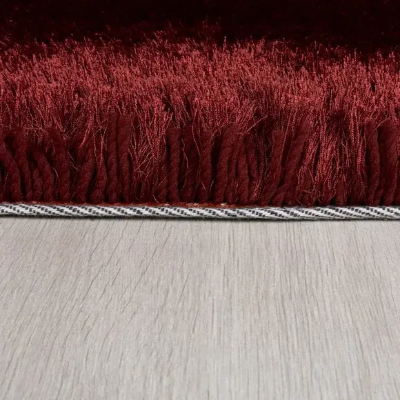 Round Shaggy Rug - Dark Red, Polyester