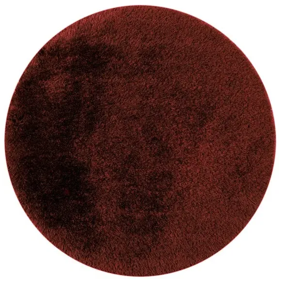 Round Shaggy Rug - Dark Red, Polyester