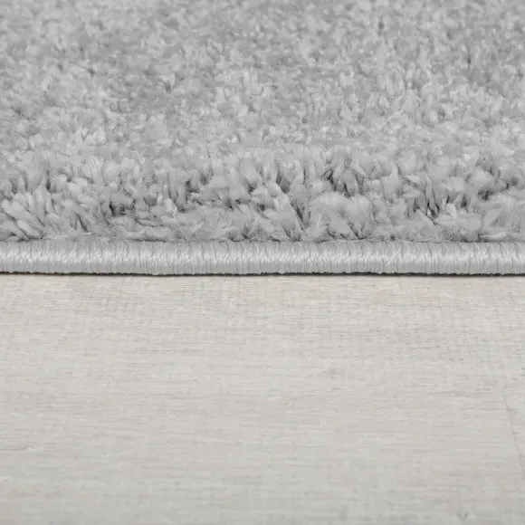 Round Shaggy Rug - Grey, Polypropylene