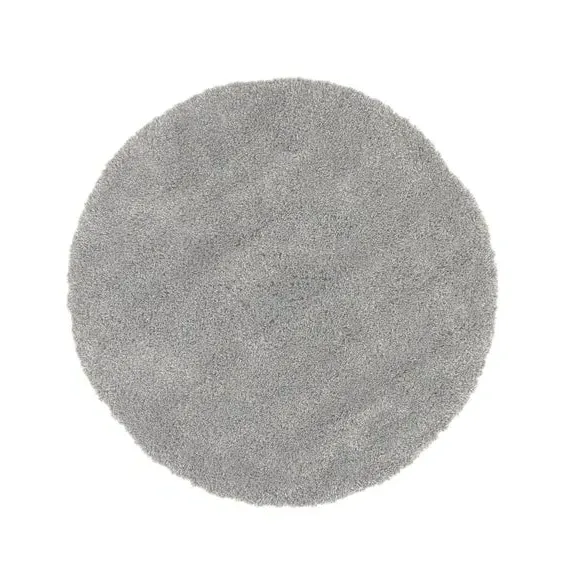 Round Shaggy Rug - Grey, Synthetic