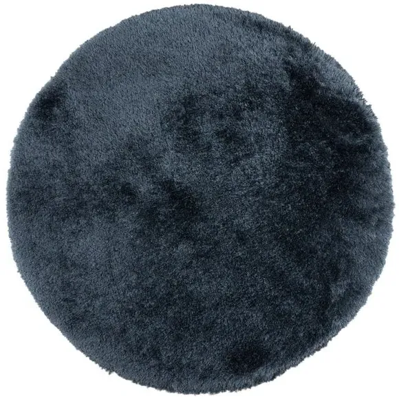 Round Shaggy Rug - Inky Blue, Polyester