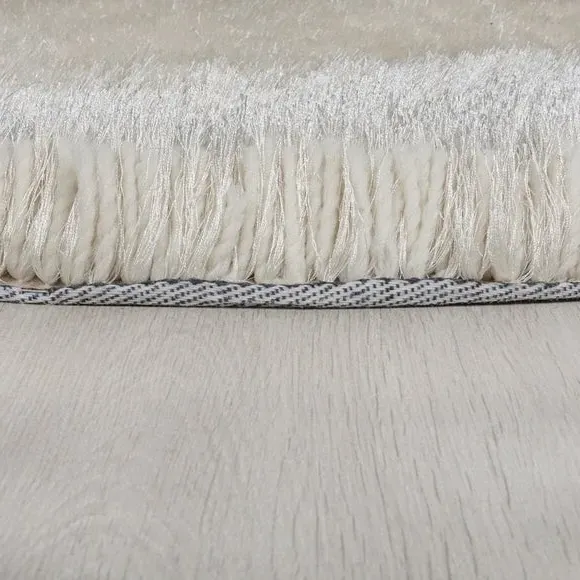 Round Shaggy Rug - Ivory, Polyester