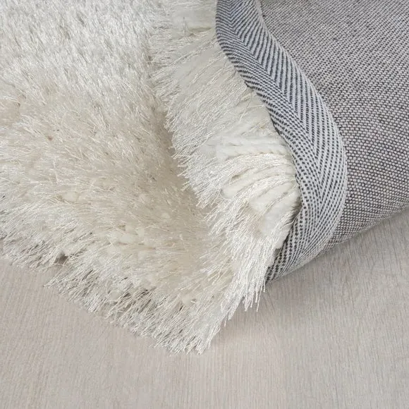 Round Shaggy Rug - Ivory, Polyester