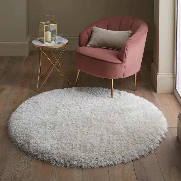 Round Shaggy Rug - Ivory, Polyester