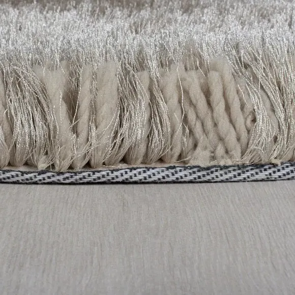 Round Shaggy Rug - Natural, Polyester