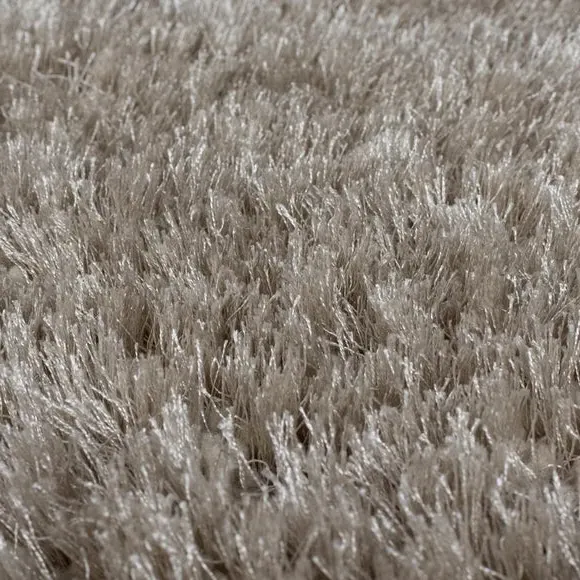 Round Shaggy Rug - Natural, Polyester