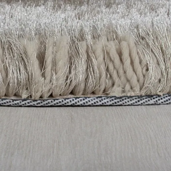 Round Shaggy Rug - Natural, Polyester