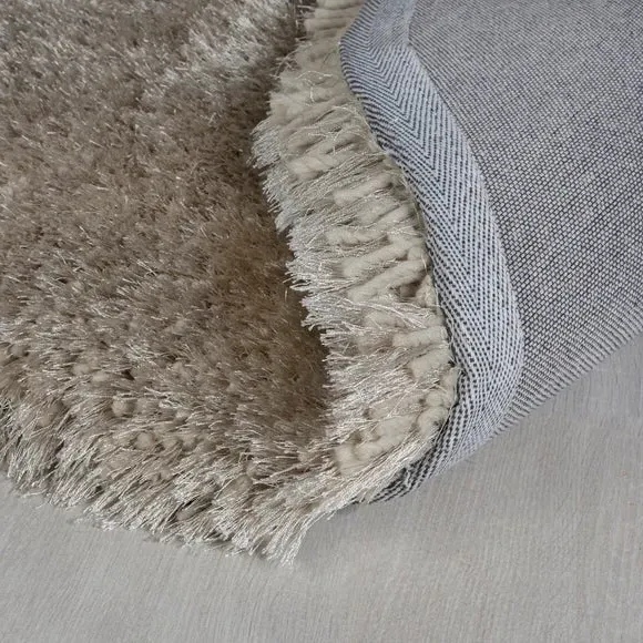 Round Shaggy Rug - Natural, Polyester