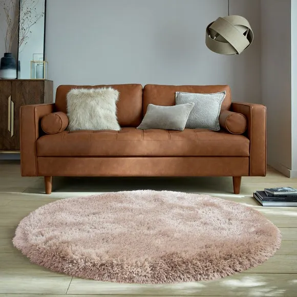 Round Shaggy Rug - Shell Pink, Polyester