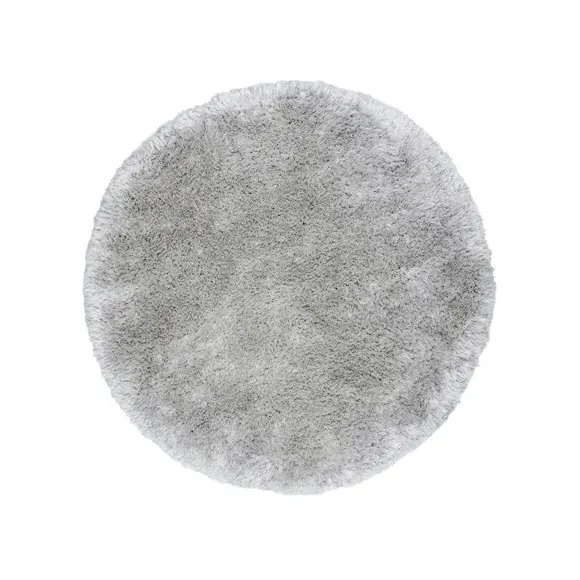 Round Shaggy Rug - Silver, Polyester