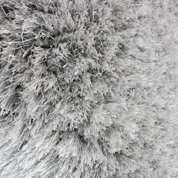 Round Shaggy Rug - Silver, Polyester
