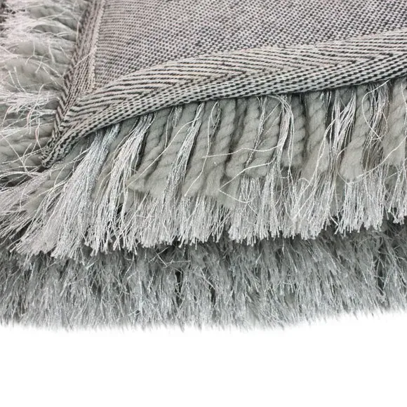 Round Shaggy Rug - Silver, Polyester
