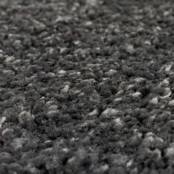 Round Shaggy Rug - Steel, Synthetic
