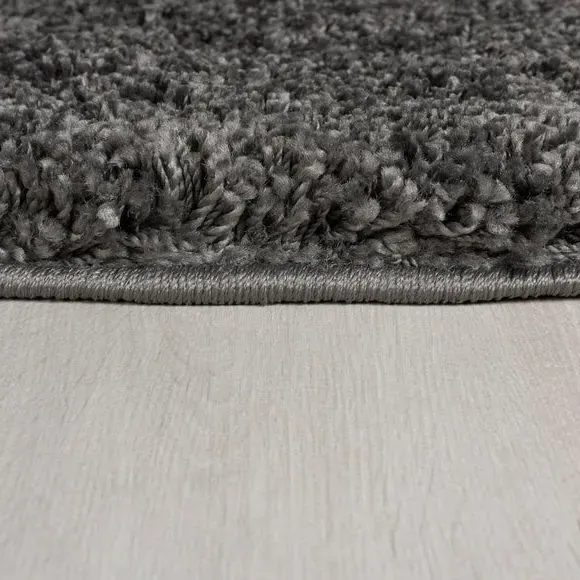 Round Shaggy Rug - Steel, Synthetic