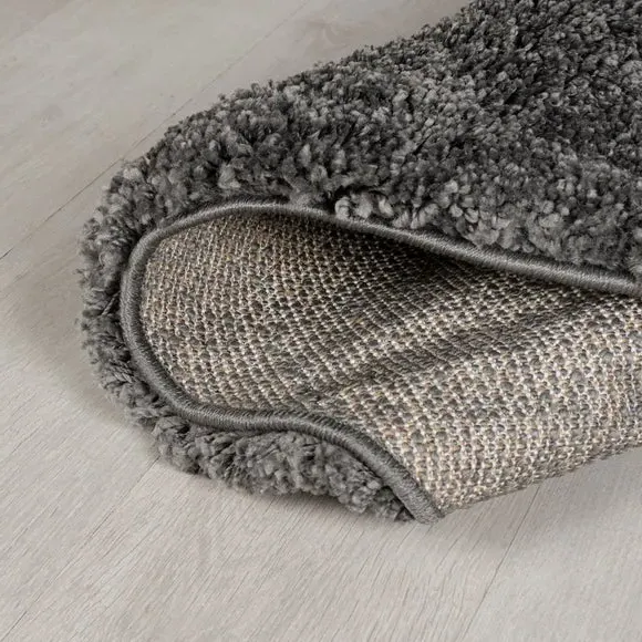 Round Shaggy Rug - Steel, Synthetic