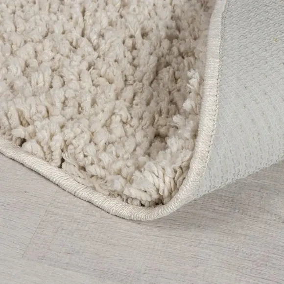 Round Shaggy Rug Washable - Sandstone, Polyester