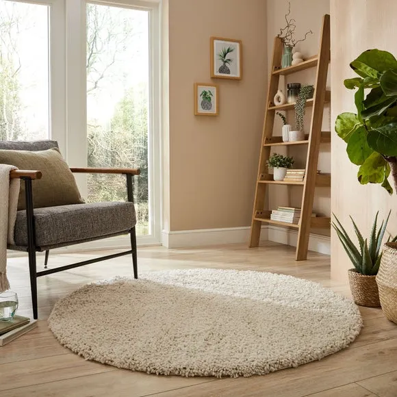 Round Shaggy Rug Washable - Sandstone, Polyester image