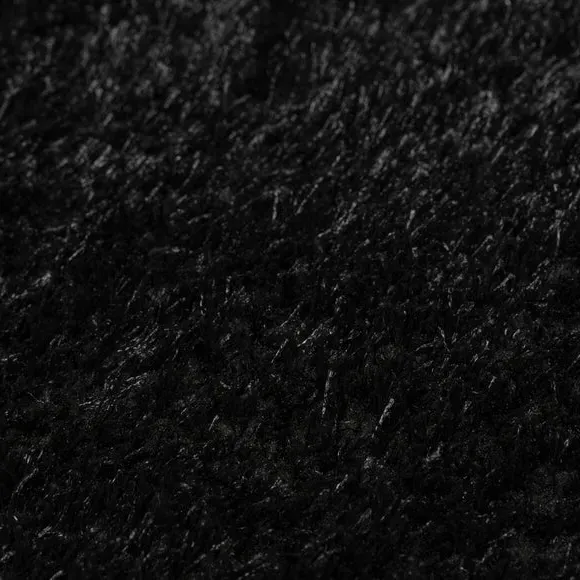 Round Shaggy Rug with Lustrous Yarns - Black