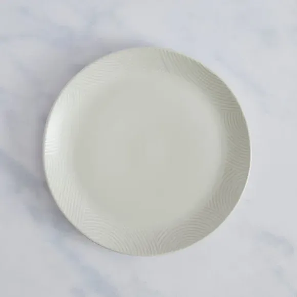 Round Side Plate Embossed Design - White, Stoneware image