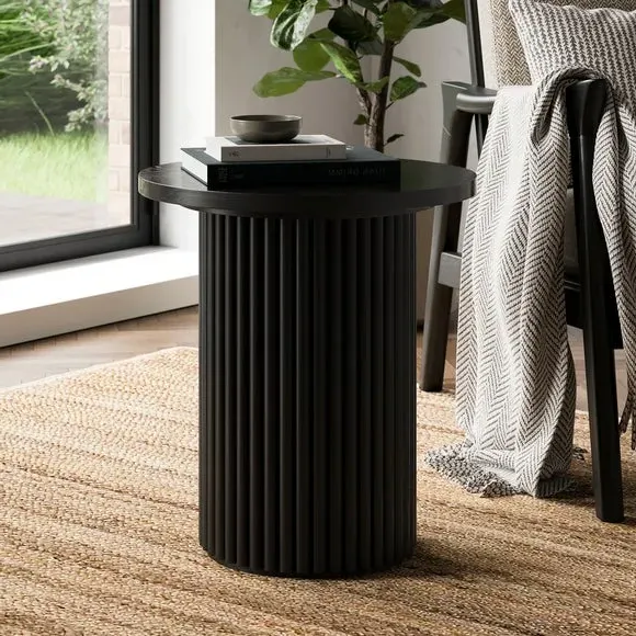 Round Side Table - Black, Wood