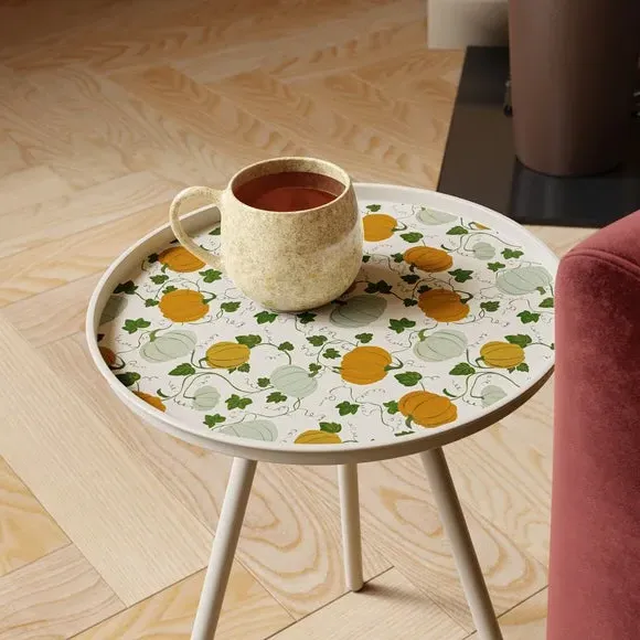 Round Side Table Pumpkin Print - Natural, Iron