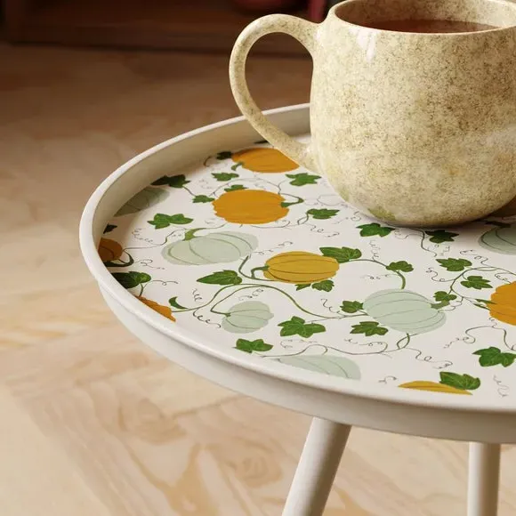Round Side Table Pumpkin Print - Natural, Iron